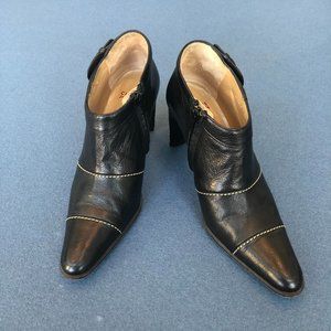 Charles Jourdan Ankle Boots Black/Beige Stitching
